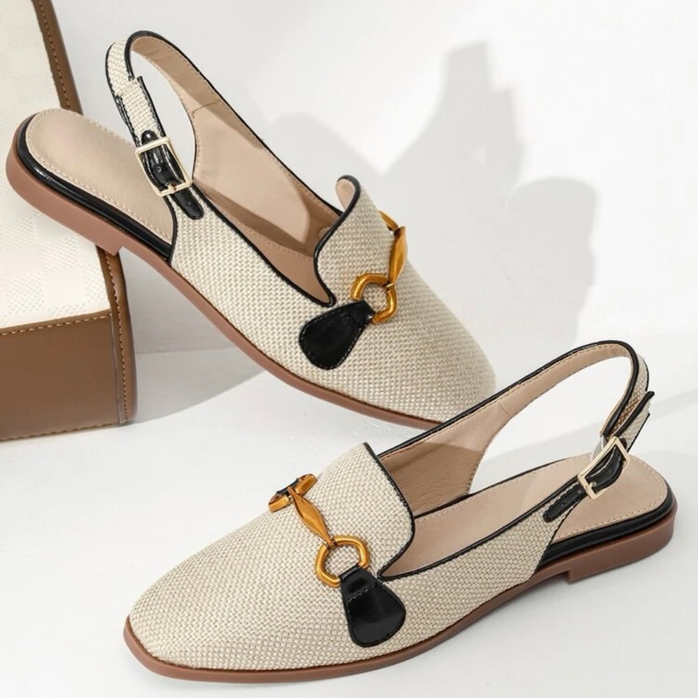 NWOT Linen Slingback Flats